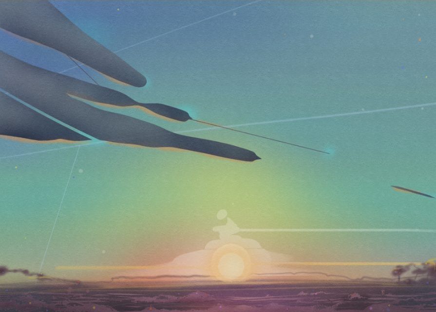 Surreal sunset painting. Hand painted and for sale.